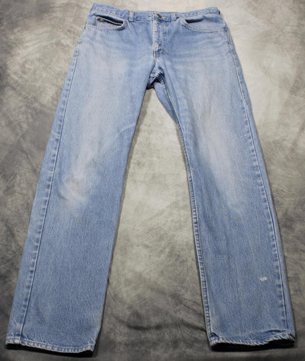 Lee Jeans 200 Mens 36x32 Blue Light Wash Regular Fit Straight Leg Made USA Denim